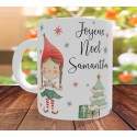 Mug Joyeux Noel Lutin fille - Cadeau de Noël personnalisé