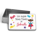 Boite à bons points personnalisée - Modèle Super Héro Fille