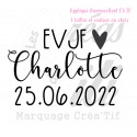 Appliqué EVJF Prénom + Date - Motif thermocollant personnalisé