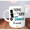 Mug personnalisé Super Témoin Homme - Impression Recto/Verso 