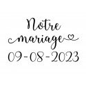 Flex thermocollant Notre Mariage + Date - Motif personnalisé à thermocoller 2 tailles au choix