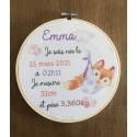 Tambour à broder Naissance personnalisé