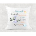 Coussin naissance personnalisé Raton laveur - Cadeau Naissance Bébé Garcon