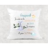 Coussin naissance personnalisé Raton laveur - Cadeau Naissance Bébé Garcon