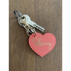 Porte clés coeur en simili cuir personnalisé prénom