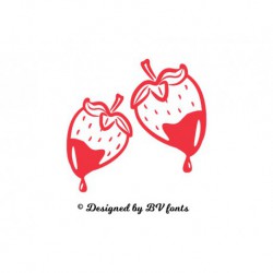 Appliqué "Duo de fraises " en flex thermocollant design by BV Fonts