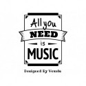 Appliqué 'All you need is music" motif à thermocoller