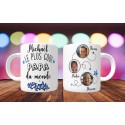 Mug personnalisable Le Plus cool papa du monde prénom + 3 photos