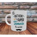 Mug personnalisé Super Témoin Homme - Impression Recto/Verso 