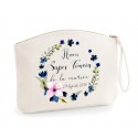 Trousse Pochette Super témoin personnalisée Floral bleu - Prénom et date