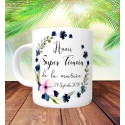 Mug Super Témoin Floral Marine- Personnalisé prénoms et date 