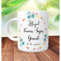 Mug Témoin Super Géniale Floral Jaune- Personnalisé prénoms et date 