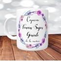 Mug Témoin Super Géniale Floral Rose- Personnalisé prénoms et date