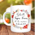 Mug Super Témoin Floral modele automne - Personnalisé prénoms et date 