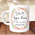 Mug Super Témoin Fleurs automne - Personnalisé prénoms et date