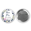 Badge mariage sur mesure pour vos invités - Thème fleurs bleues 