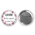 Badge mariage personnalisé pour vos invités - Thème romantique rose