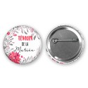 Badge 37mm personnalisé cadeau invités - Thème noel poinsettia