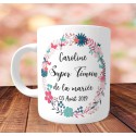 Mug personnalisé Super témoin Couronne Printemps - Personnalisé prénoms, date, prénoms des mariés