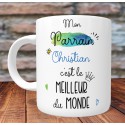 Mug Meilleur Parrain du monde - PERSONNALISABLE - Cadeau Baptême