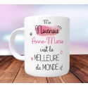 Mug Meilleure nounou du monde - PERSONNALISABLE- Cadeau Assistante Maternelle