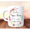 Mug personnalisé Super témoin Floral pensées - Mug Cadeau témoin de mariage 